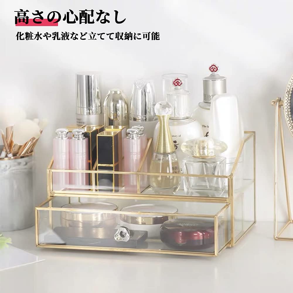 BelleLife Cosmetic Makeup Small Item Cosmetic Storage Transparent Glass and Desktop Lipstick Clear Nail Gel Makeup Brush Cute Storage, Storage,