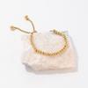 Fenny 18K PVD Gold Plated  Waterproof Fashion Lucky Round Beads Pave Adjustable Stainless Steel Bracelet for Women