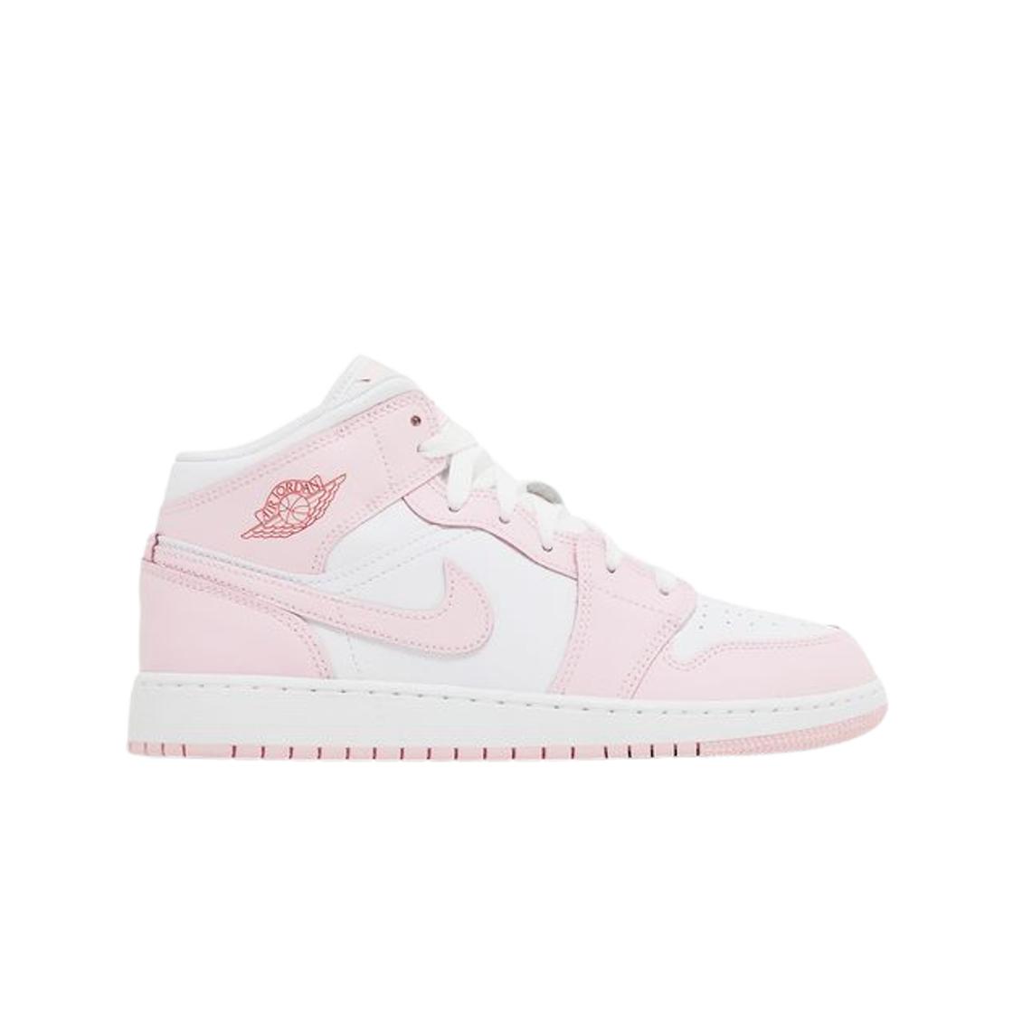 Air Jordan 1 Mid GS Pink Foam Fire Red Kindersneaker Weiß DQ8423-608 38.5 white