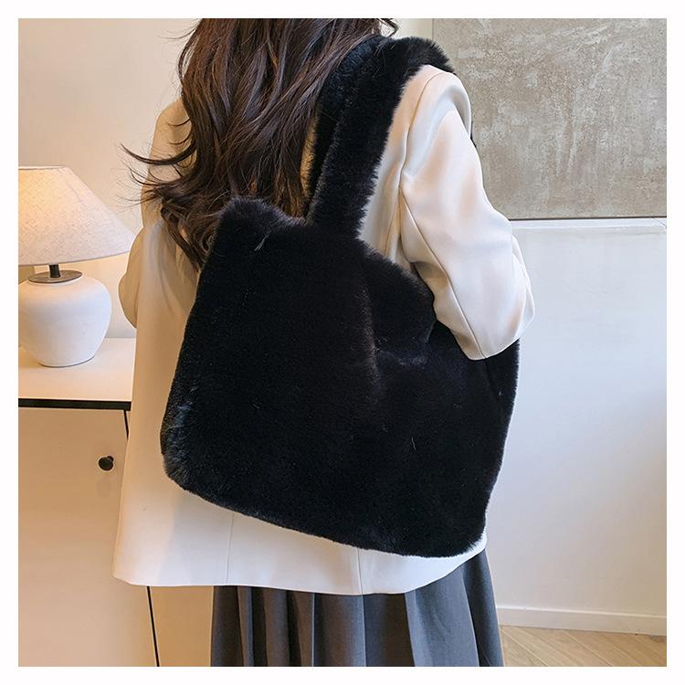 1 Pezzo Autunno/Inverno Nuova Borsa da Donna Peluche Grande e Morbida, Borsa a Mano alla Moda INS, Borsa da Shopping Versatile, Borsa da Donna Singola Spalla Chic