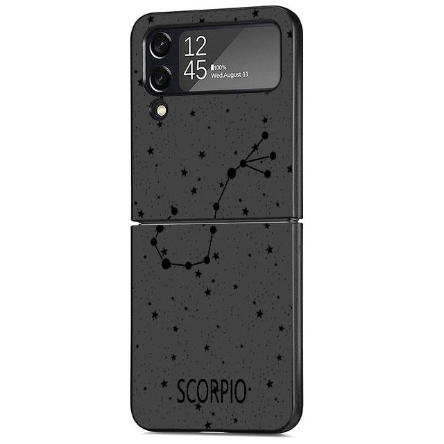 Twelve Constellations Case For Samsung Galaxy Z Flip 3 4 5G Black Hard PC Phone Housing Z Flip4 Luxury Coque Shell