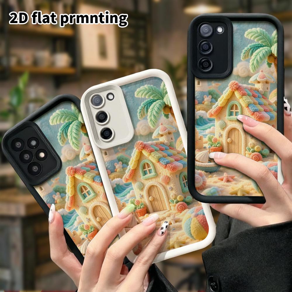 Phone Case: 2D flat, suitable for Samsung Galaxy A34 A35 M05 M06 S20 S22 S21 FE Plus 5G protective case, seaside cottage, perfect Christmas and Hallow