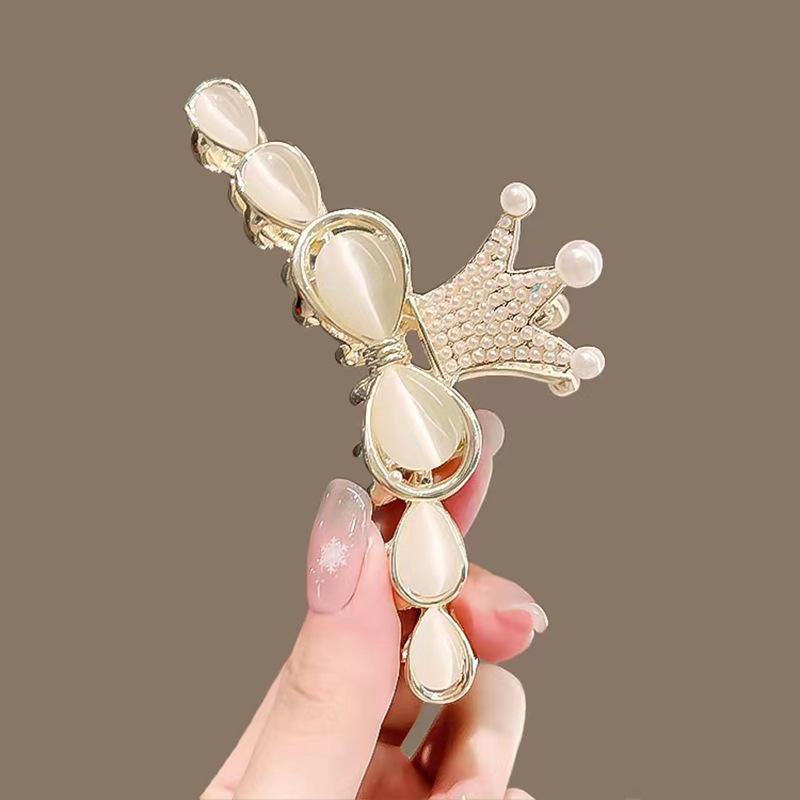 

2 Pieces of Cat s Eye Gemstone Crown Hair Card Hair Accessories