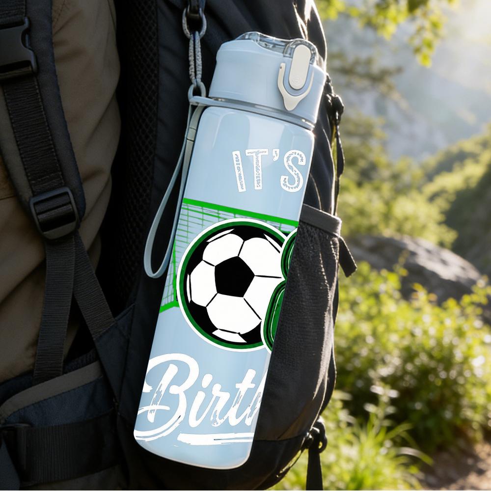 1PC Number Eight Soccer Birthday Mark 750ml Color Plastic Water Bottle Leakproof Flip Straw Lid For Sports Office Home Use
