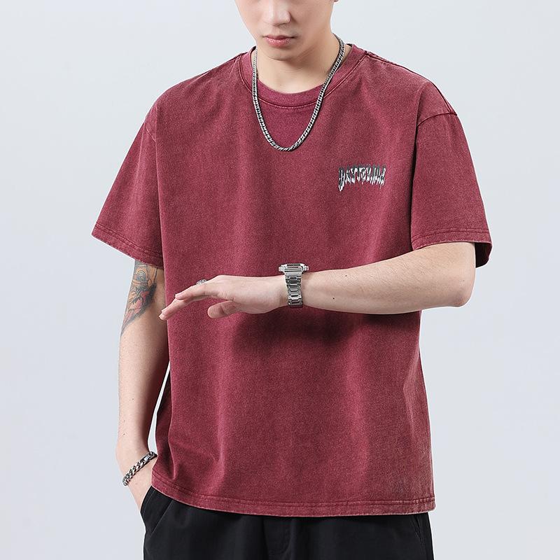 Summer American High-density Knitted Loose Fashion Printed Men s T-shirt Short-sleeved M