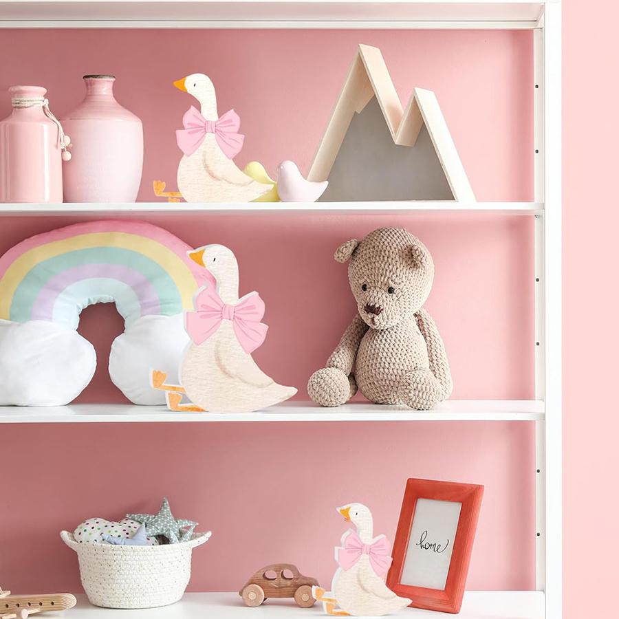 3Pcs Silly Goose Birthday Party Decoration Pink Bow Wooden Silly Goose Baby Shower Centerpiece Gift Desk Tiered Tray Party Favor