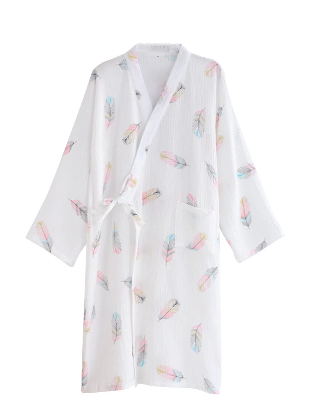 

WULFUL Халат для двоих в японском стиле после цветочного джинбэ М женский, халат, 100% хлопок, марля, юката, пижама, для ванной, домашняя одежда, ночная одежда, милый,