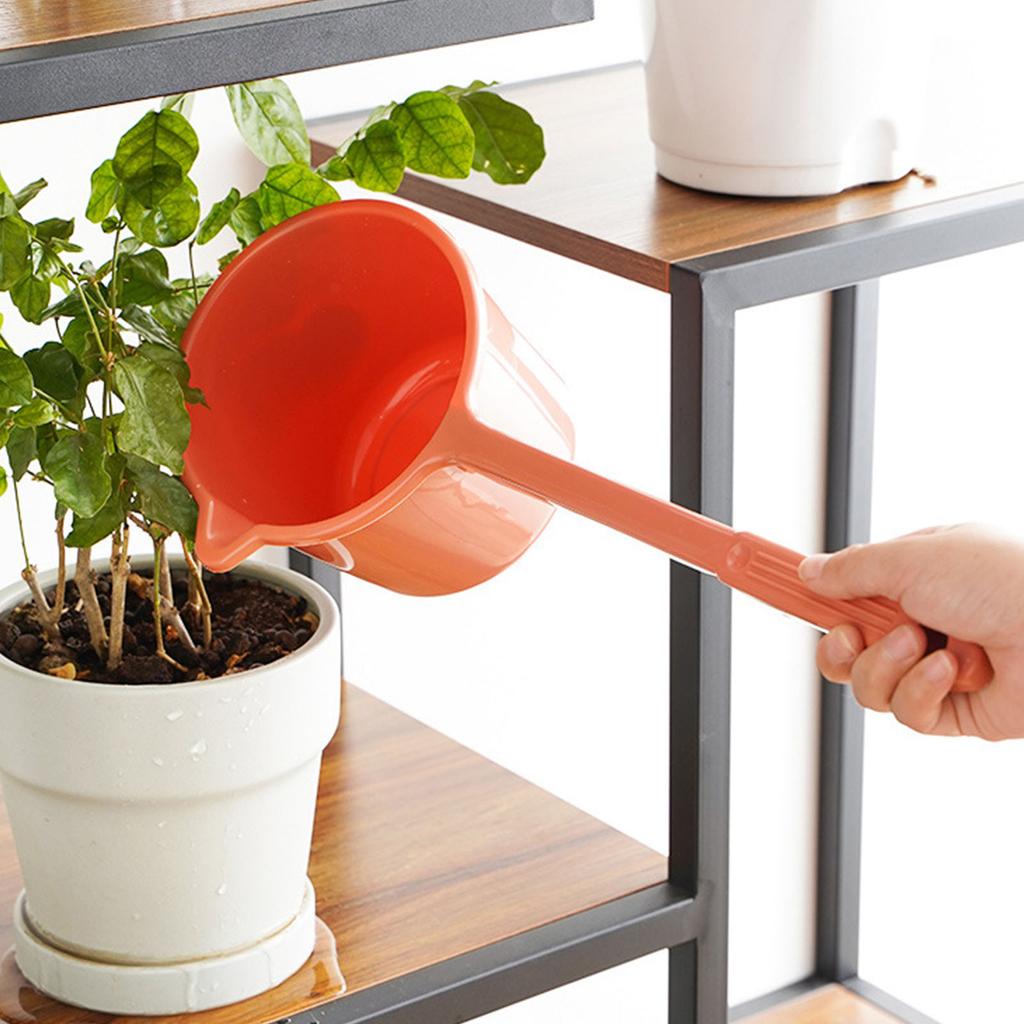 Water Scoop Long Handle Plastic Thickened Red Orange Water Dipper for Kitchen Bath Hair Washing
