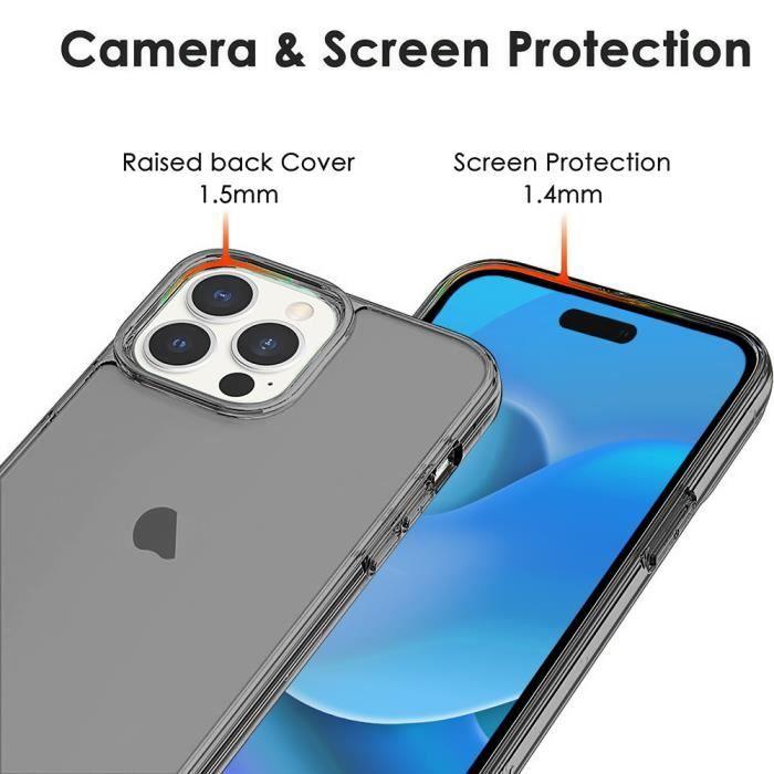 Coque Silicone - iPhone - 14 Pro - Gris Clair - Souple - 2 Vitres en Verre Trempé