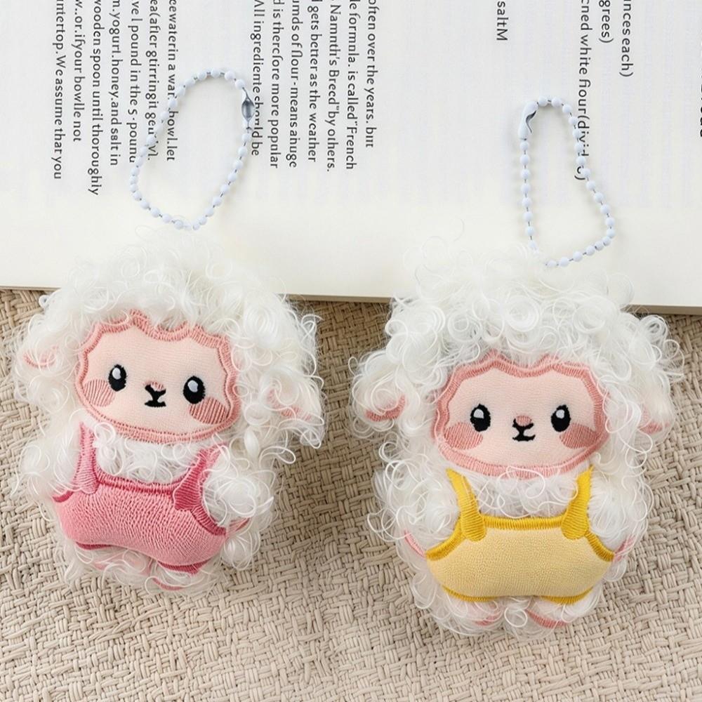 INS Stuffed Lamb Pendant Portable Cartoon Sheep Doll Fluffy Animal Keyring Car Decoration