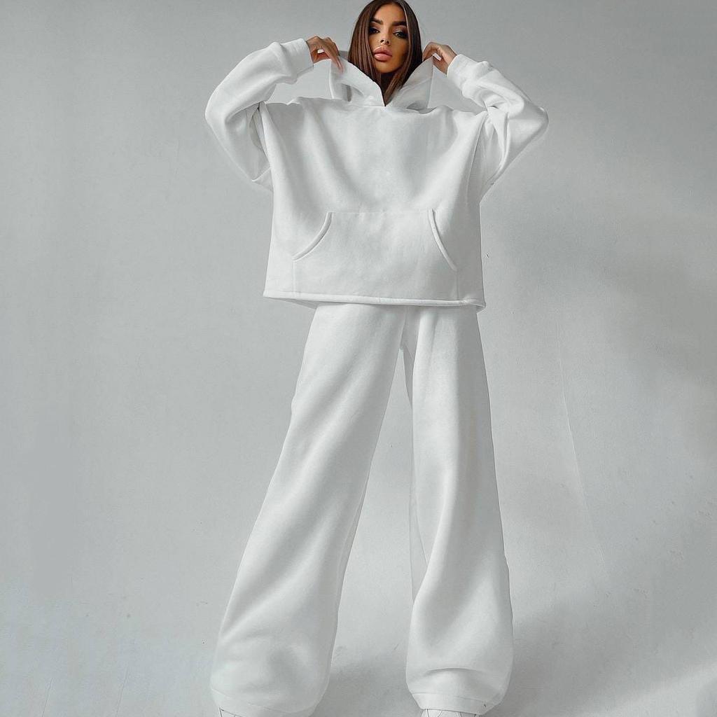 Women's Casual Hoodie and Wide Leg Pants Set , 8 Color Options