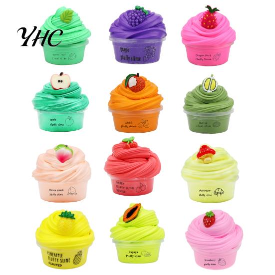 Soft 60ml Butter Slime Non-sticky with Charm Super Stress Relief Fruit Cherry Toy for Children Tear Resistant