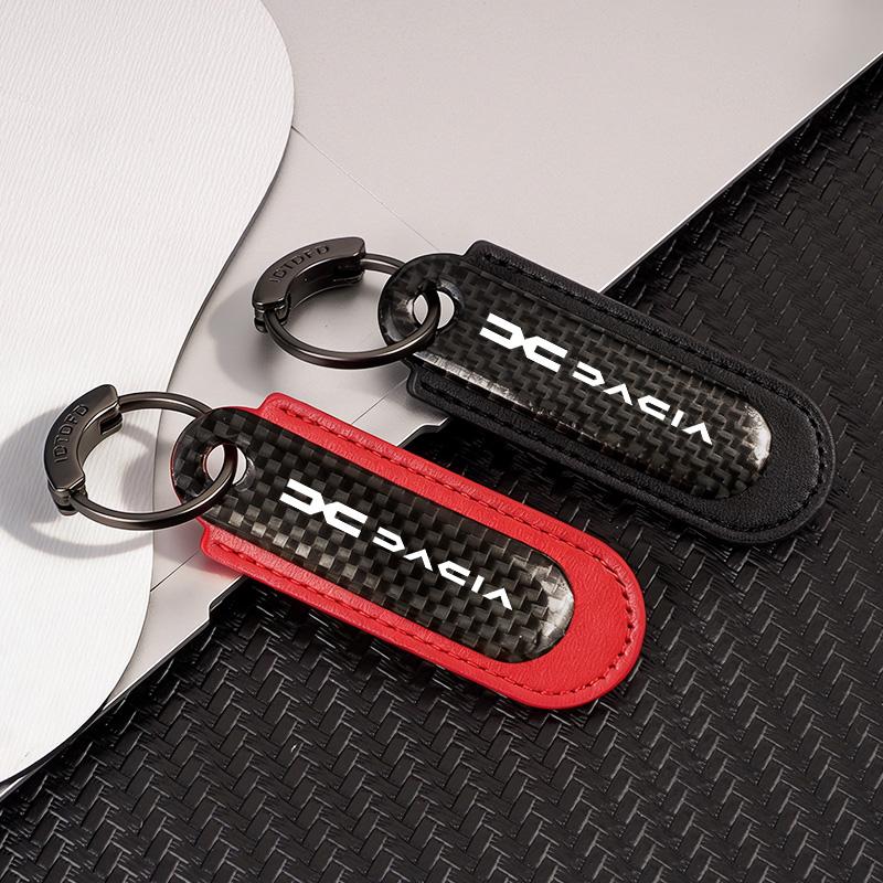 For Dacia Logan Sandero Duster Lodgy Spring Jogger Solenza Renault Dokker Stepway Carbon Fiber Car Keyring Keychain Gift Pendant