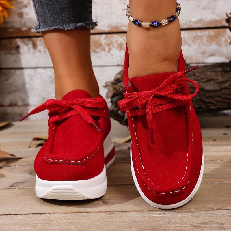 New Spring and Autumn New Thick-soled Front Lace-up Slope Heel Casual Single Shoes Women