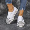 Large size white shoes women's new diamond-encrusted muffin thick-soled sequin hemming fashion board shoes