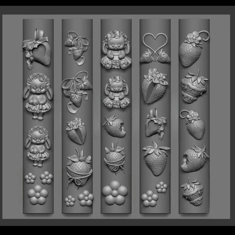 3D Silikonform für Nailart-Design Relief Schleife Erdbeere Barockmuster Maniküre Vorlagen Platten Werkzeuge Zubehör