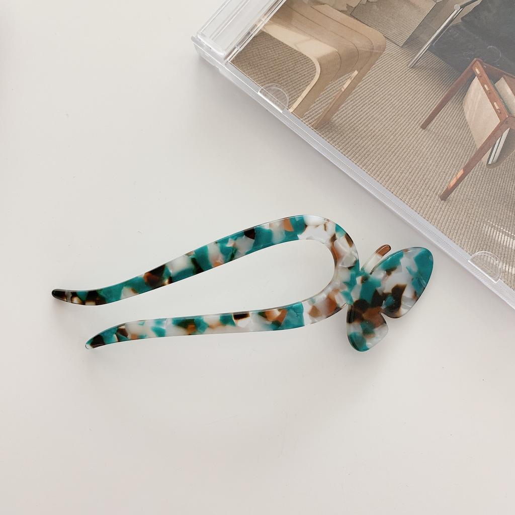 Mode Acetat Haarstäbe für Frauen Schmetterling Haarspangen Nadeln Minimalistisch Bunt U-Form Mädchen Haarnadeln Haarknotenmacher Kopfschmuck