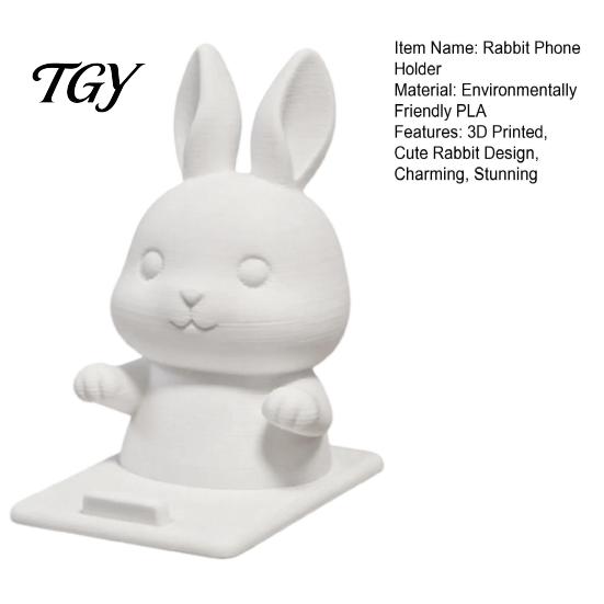 Small Desktop Phone Stand for Kids Cute Bunny Holder, 3D Printed Animal Mobile Stand, Integrated Rabbit Design Dock Cell Holder Home Office Desk Decor