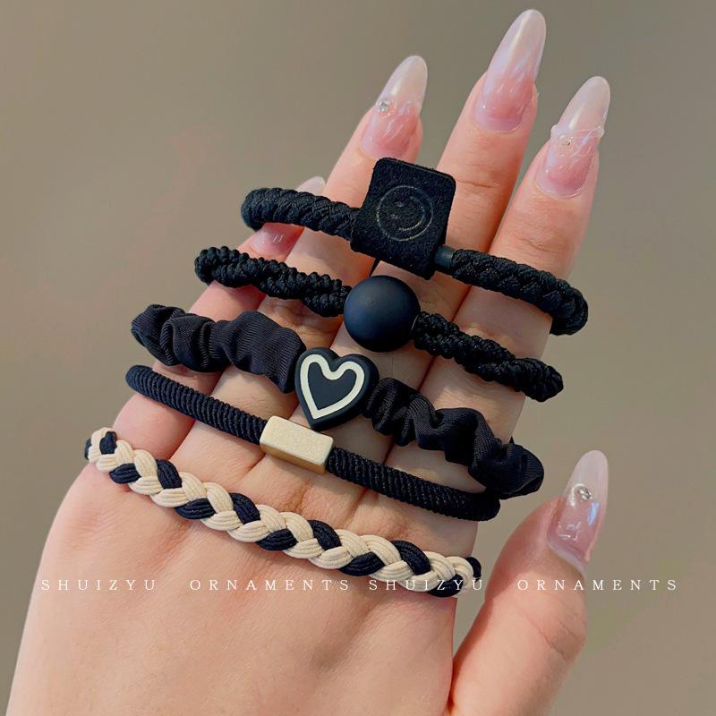 Korean Style Braided Hair Tie Scrunchie - High Ponytail Leather Cover, Customizable Logo