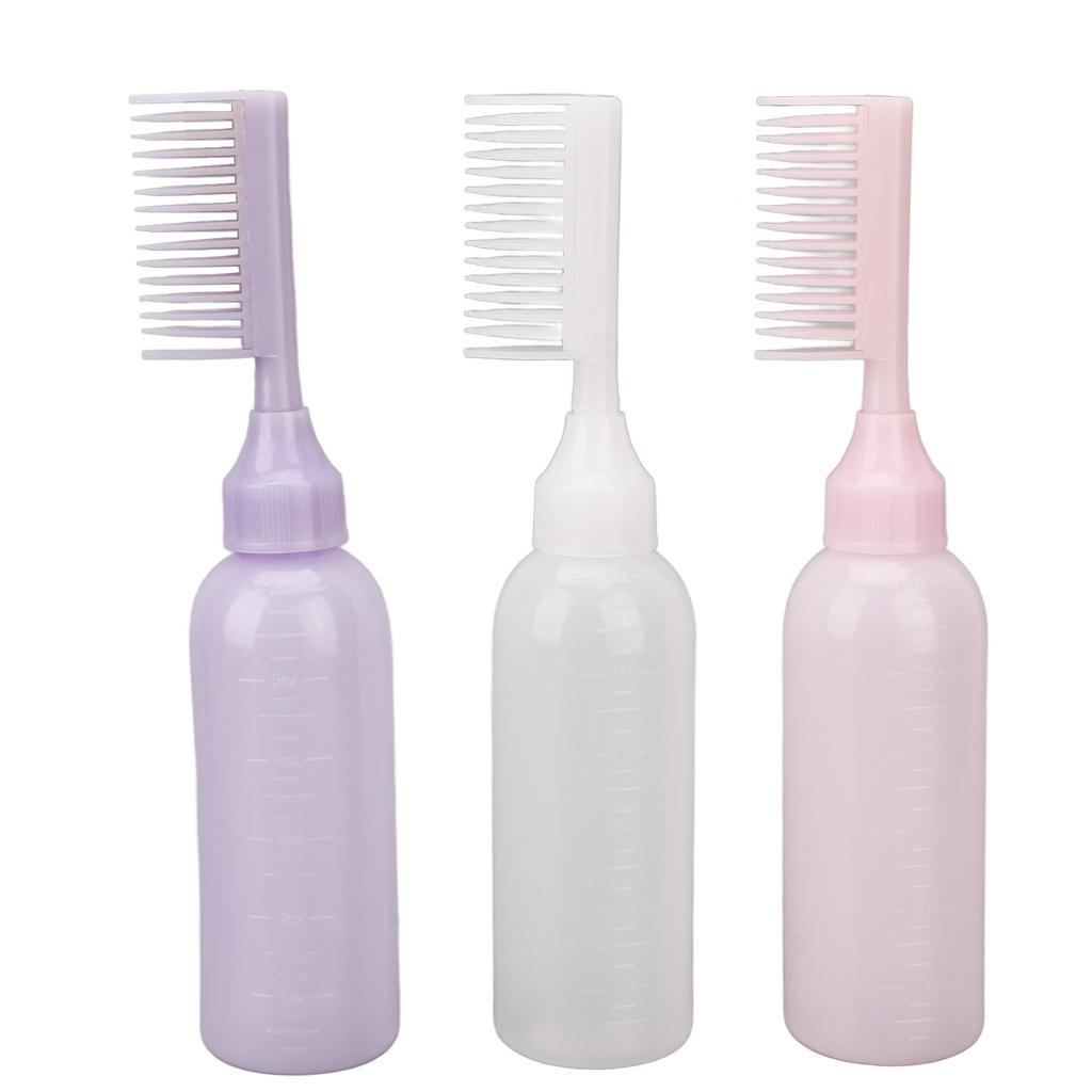 3 Pcs Root Comb Applicator Bottle Simple Operation Scale Design Hair Dye Dispensing Bottle for