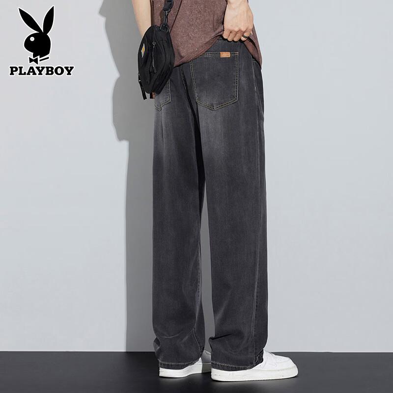 PLAYBOY Men s Tencel Cool-Feel Loose Straight Jeans 2XL
