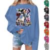 Women's Casual Fashion Print Long Sleeve O-Neck Sweatshirts Pullover Top
