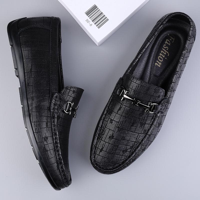 Fashion Men's Genuine Leather Loafers Comfortable Casual Dress Shoes for Men Breathable Soft Sole Flats Classic Slip-On Walking Shoes
