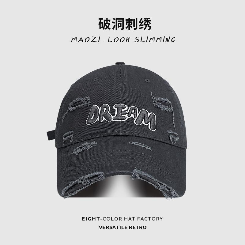 Big head circumference baseball cap women's spring summer hole visor showing face small deep top couple versatile cap