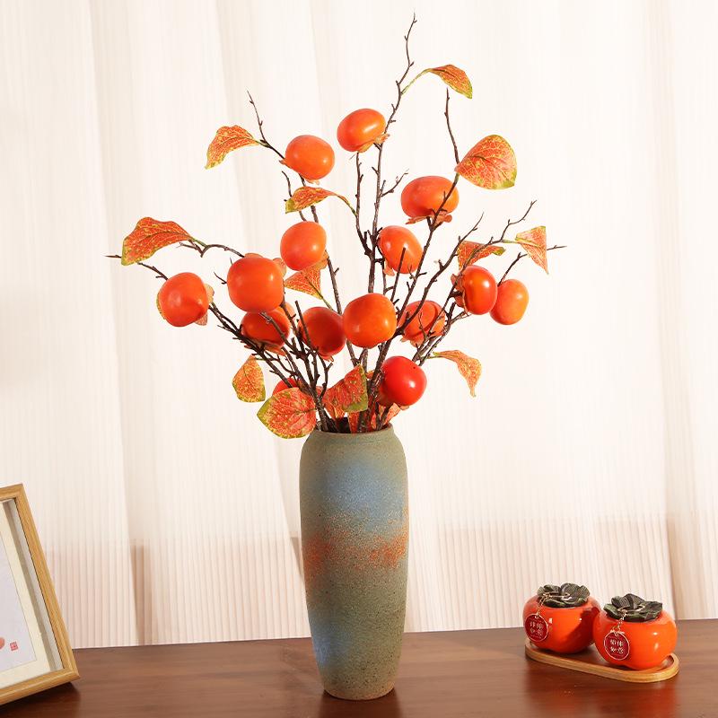 Persimmon Ruyi Ornament: Artificial Persimmon Tree Branches for Home or Hotel Decoration