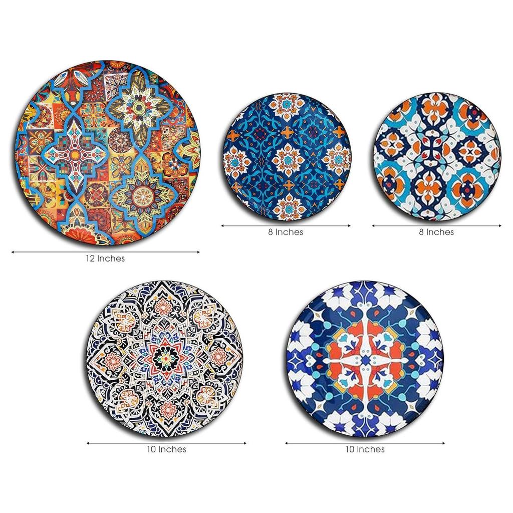 Metall Wandplatte | Heimdekoration | Türkisches Kunstdesign | Wohnzimmer Wanddekoration | Dekoartikel | Geschenkartikel (Mehrfarben) (5er-Set)f