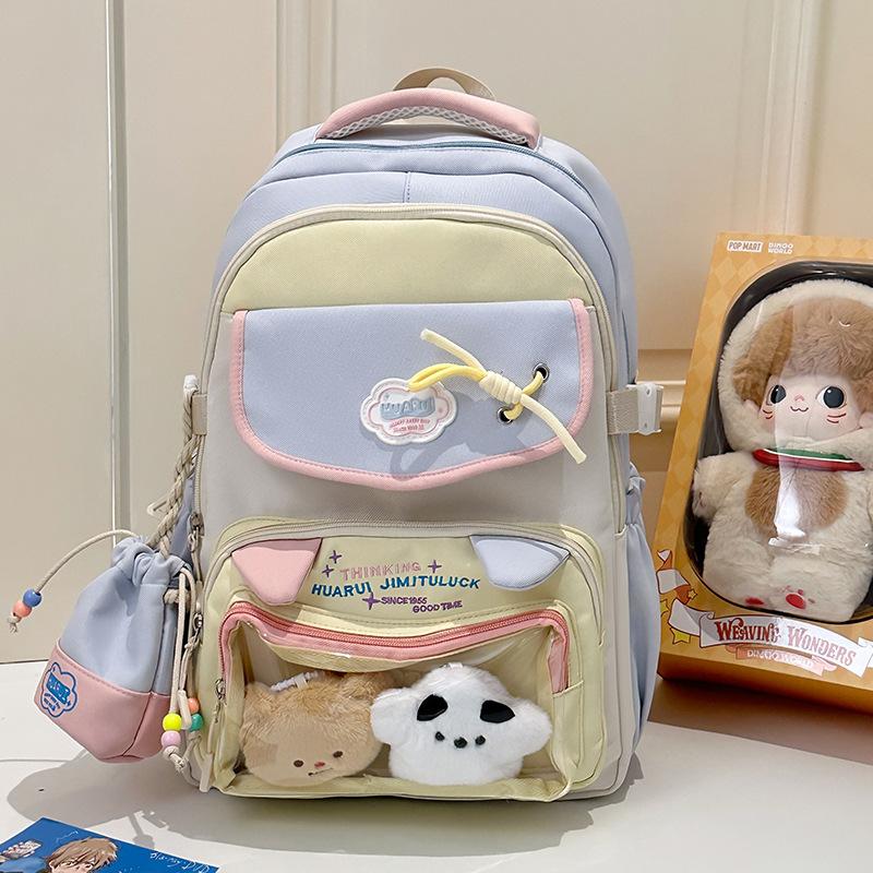 

Junior high school students, large-capacity schoolbags, female high school students, backpacks, pain bags, backpacks, niche, senior fashion небесно-голубой