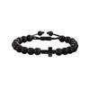 Father's Day Gift Bracelet Black Cross Pendant Black Rope Braided Adjustable 8mm Black Frosted Cross Bracelet