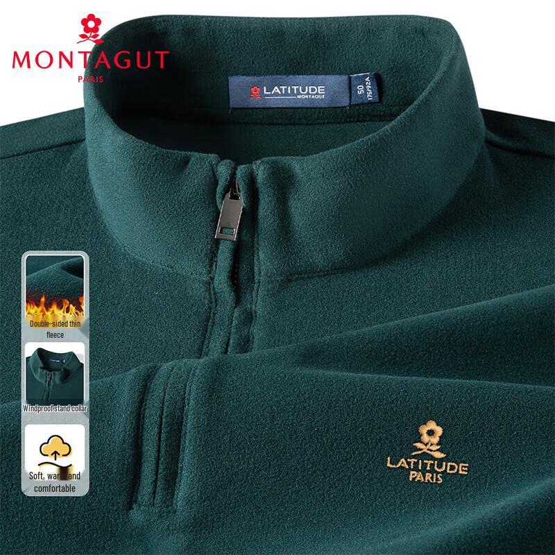 MONTAGUT Herren Stehkragen Doppelseitiges Fleece Sweatshirt