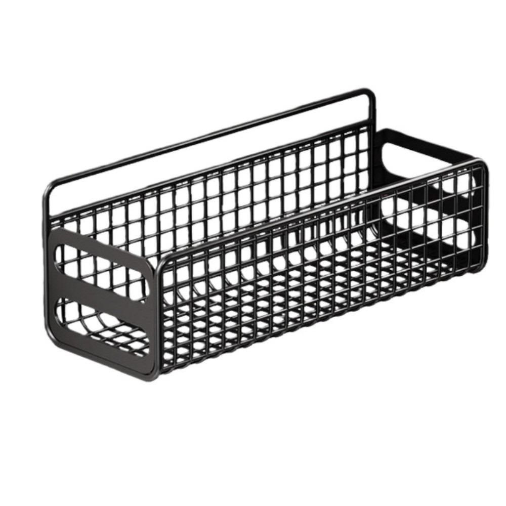 Portable Metal Grid Bathroom Storage Basket Wall Mounted Rustproof Bathroom Shelf No Drill Cosmetic Basket Kitchen
