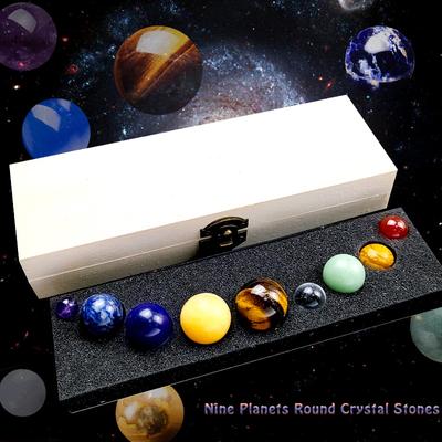 9Pcs/set The Nine Planets of The Solar System Sphere Desktop Planet Crystal Stone Ornaments
