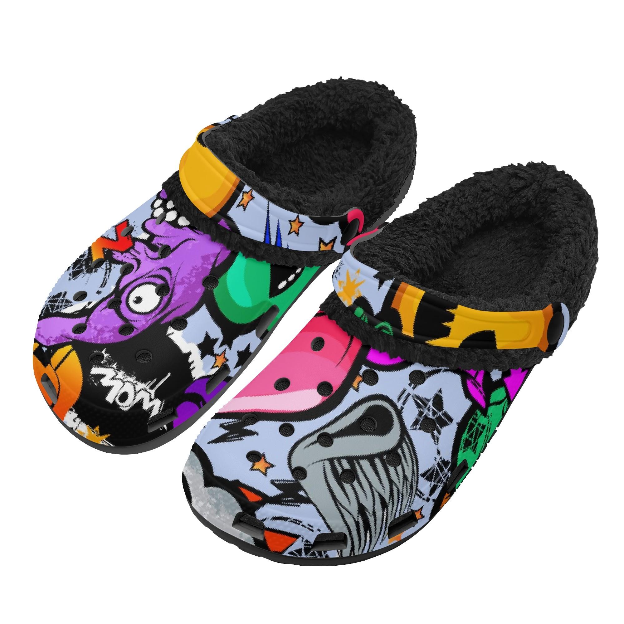 

1 пара уютных ЭВА сабо с меховой подкладкой для мужчин и женщин, теплые, на липучках, зимние комфортные туфли, легкие, для дома и улицы 48 чёрный