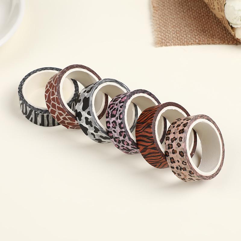 Animal Print Washi Tape Set: 6 Rolls of Tiger, Zebra, and Leopard Patterns for DIY Journals & Decoration