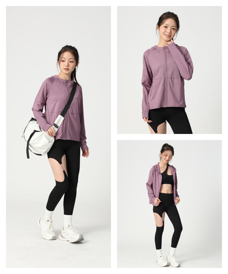 Women's Loose Fit Hooded Sports Jacket - Zipper Cardigan for Yoga, Running, Quick-Dry Fitness Long Sleeve Top