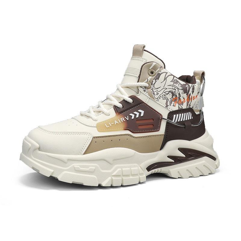 High Top Autumn Leather Casual Sports Daddy Shoes Teen Trend Shoes Martin Boots