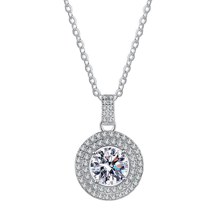 S925 Sterling Silver Classic Moissanite Pendant Necklace - Fashionable Jewelry Gift for Girlfriends
