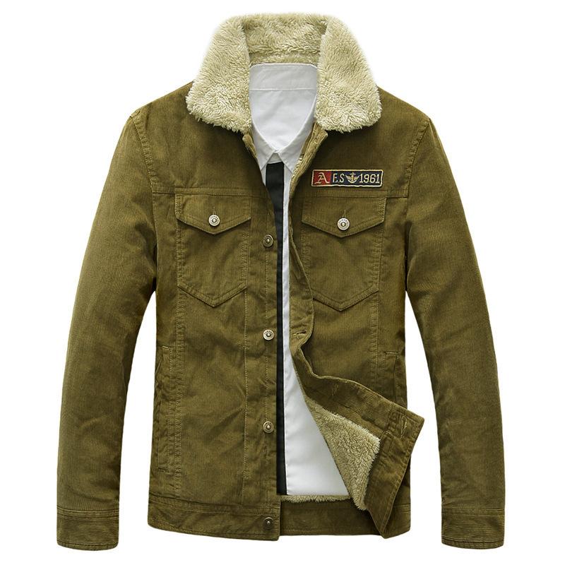

Winter Men s Business Casual Lapel Jacket Men s Fleece Warm Corduroy Cotton Jacket Top XXXL