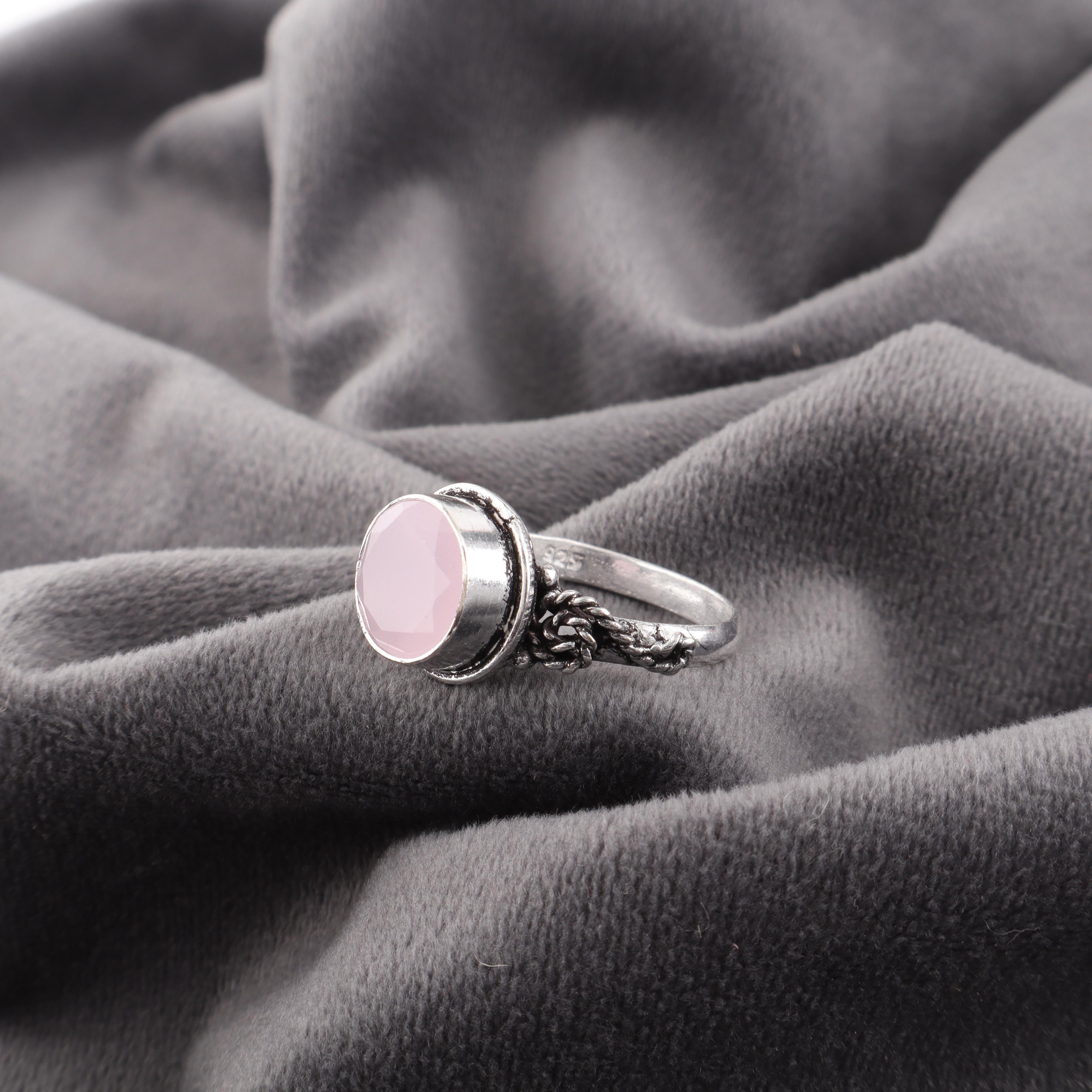 

Ювелирные изделия из драгоценного камня розового халцедона, кольцо из стерлингового серебра 925 пробы, восхитительное кольцо ручной работы в подарок для женщин 12 розовый