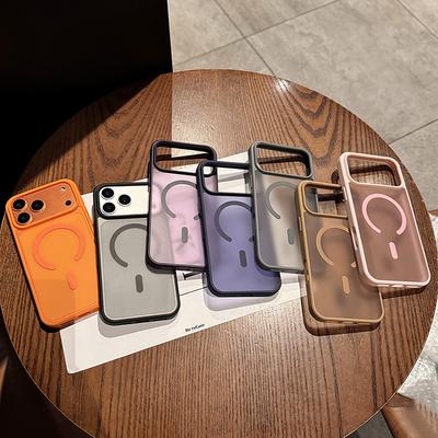 Alloy Lens Frame Matte Case for iPhone 17 16 15 14 13 12 11 Pro Max 17E Air 16E  Hybrid Magnetic Charge Shockproof Hard Cover