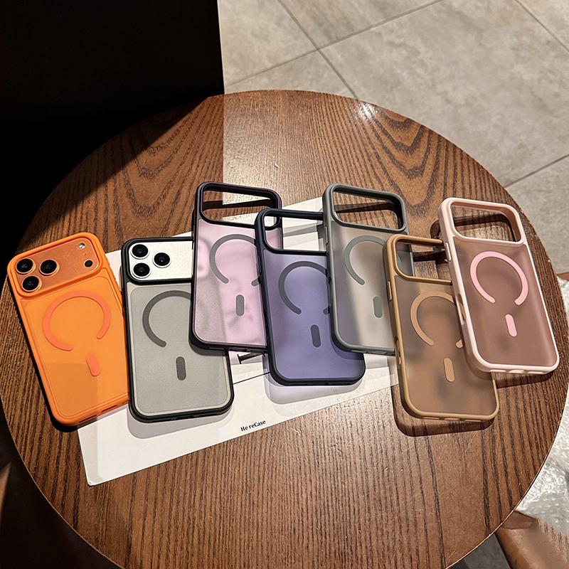 Alloy Lens Frame Matte Case for iPhone 17 16 15 14 13 12 11 Pro Max 17E Air 16E Hybrid Magnetic Charge Shockproof Hard Cover