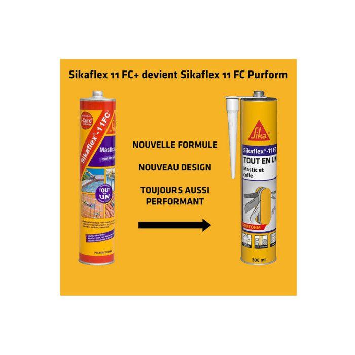 Mastic Joint et Colle - SIKA - Sikaflex 11 FC Purform - 380g - Couleur: Gris - Élastique Polyuréthane