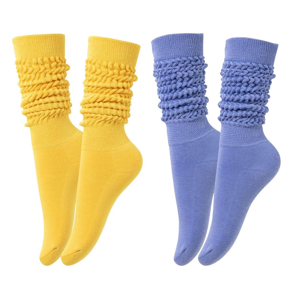 RMSWEETYIL Long Stacked Slouch Scrunch Socks for Women 80s 90s Loose Chunky Cotton Tall Knee High Boot Tube Slouch Socks