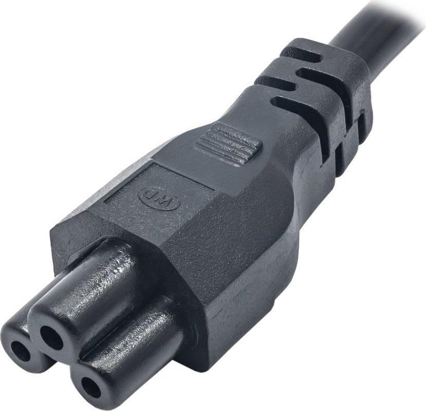 Kabel zasilający Akyga AK-NB-08A CEE 7/7 - IEC C5 do notebooka (koniczynka) 250V/50Hz 2,5A 1,0m czarny