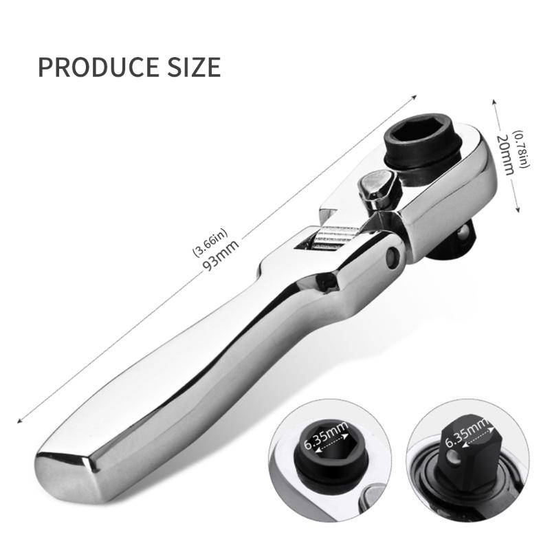 72 Tooth 1/4inch Drive 2-in-1 Reversible Ratchet Wrench Professional Automotive Improvement Quick Socket Wrench Tool