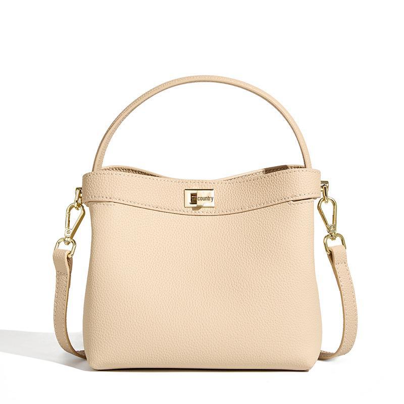 Chic Genuine Leather Crossbody Bucket Bag - Women's Commuter & Feng Shui Design