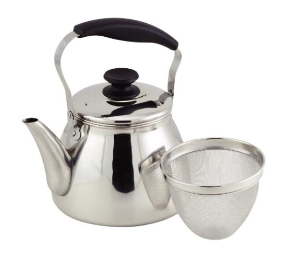 Pearl Metal Wide-Mouth Kettle 3.0L with Tea Strainer, Stainless Steel, IH Compatible, Moltineo HC-1165